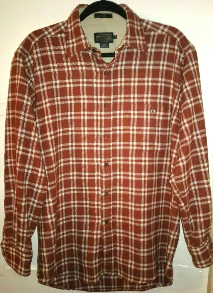 Pendleton Woolen Mills Trail Wool Flannel Shirt Men’s Medium Elbow Patch Plaid