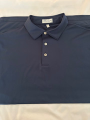 Peter Millar Solid Performance Jersey Short Sleeve Polo Shirt Navy Blue Large