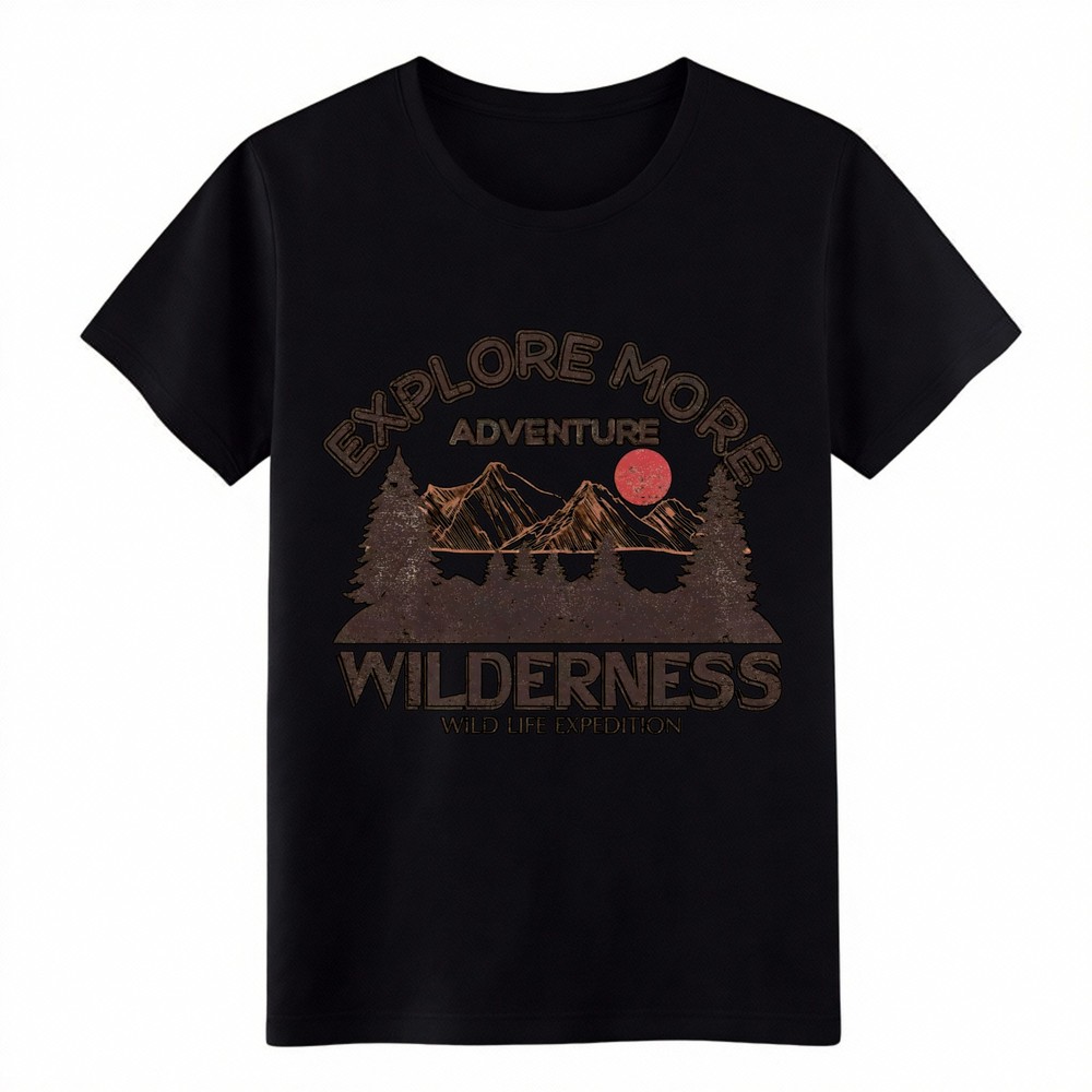 Explore More Adventure Wilderness Mountain Sunset Pine Tree Vintage Unisex TEE