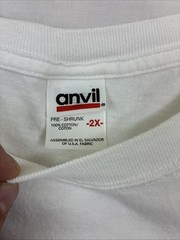VTG Y2K Anvil Red Bar White Short Sleeve Graphic Blank Shirt Men’s 2XL