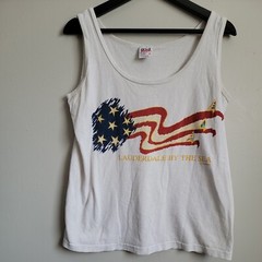 Anvil Red Bar Size Medium American Flag Lauderdale By The Sea White Tank Top