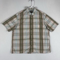 Duluth Trading Short Sleeve Button Up Shirt Mens XL Plaid Casual Hiking Outdoor