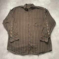Vintage Jhane Barnes Button Down Shirt Size M Brown Pattern Textured Stripe