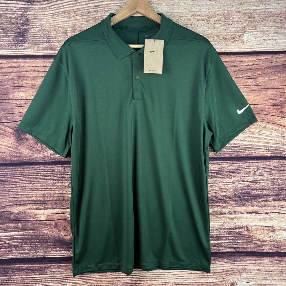 Nike Dri-Fit Men L Golf Polo Shirt Green Victory Short Sleeve DH0824-341 NWT