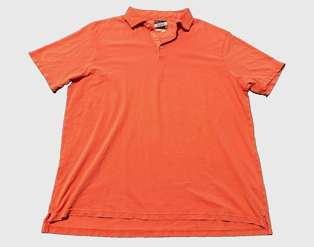 johnnie-O Surfside Men’s Orange Solid Short Sleeve Button Polo Shirt Size XL
