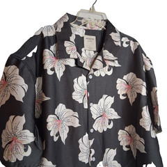 Massive Luxury Men L Button Down Casual Floral Hawiian Style Short Sleeve NWT