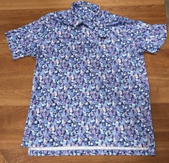 Peter Millar Men’s XL Half Button Pullover Shirt Blue Purple Novelty Golf Print