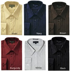 Men’s Classic Stylish Striped Causal Dress Shirt 6 Colors Size 151/2 ~20 1/2