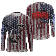 American Flag Fish Hook Custom Men Long Sleeve Fishing Shirts Personal HS614