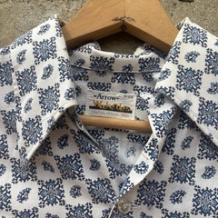 Vintage 60s Arrow Cotton Poly Loop Collar Button Up Shirt Mens Medium Rockabilly