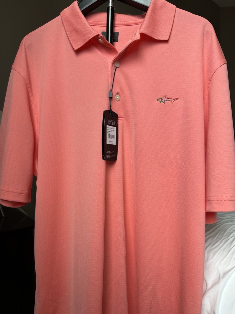 Greg Norman Men’s Play Dry Golf Polo•Coral• Short Sleeve w/Collar• NWT• Large