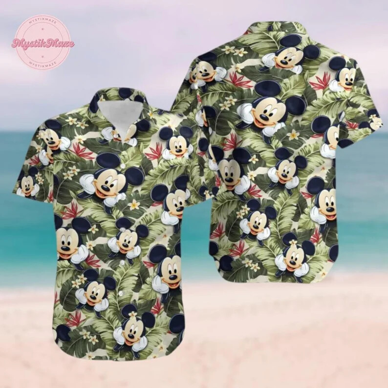 Mickey Mouse Button Shirt, Mickey Mouse 3D HAWAII SHIRT MOTHER DAY GIFT US SIZE