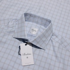 Stenstroms NWT Dress Shirt Size 38 15 Regular Fit in Blue / White / Tan Check