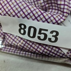 Tayion Plaid Dress Shirt Mens Large 16-16.5 34/35 White Purple Gold Slim Fit NEW
