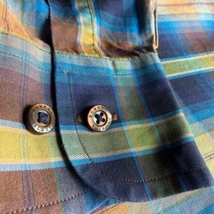 Robert Talbott Mens Plaid Button Down Shirt Medium Cotton Event Party Holiday