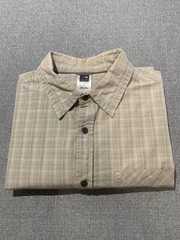 The North Face Shirt Mens Large Tan Plaid Button Up Hiking Outdoor
