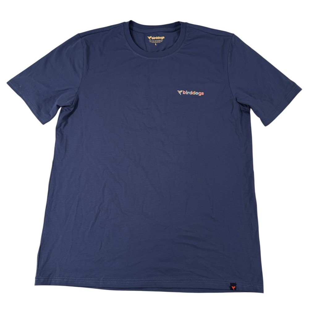 Birddogs Mens Large Navy Blue Graphic Logo Short Sleeve Stretch T-Shirt L