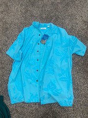 Caribbean Mens sz L Aquatic Depths Starfish Shirt Blue Jacquard NEW