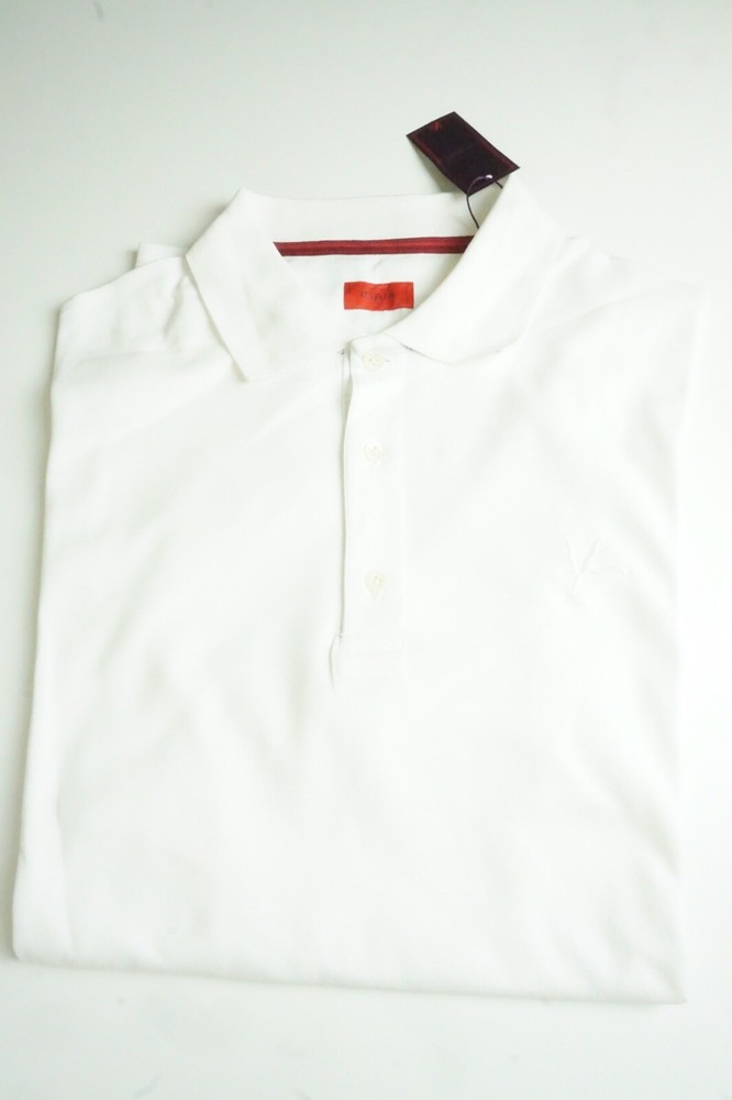 Isaia Solid White Coral Logo Embroidered Short Sleeve Cotton Polo Shirt 2XL NEW