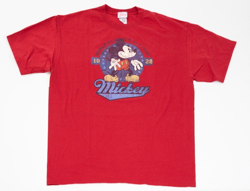 Vintage Disney 90s Mickey Mouse Shirt Size XL Cartoon Promo Funny Humor Red