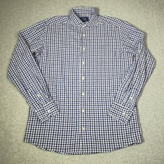 Eton Contemporary Cotton Linen Gingham Button Front Shirt Men’s Size 40 15 3/4