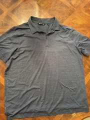 **TRAVIS MATHEW Mens Golf Polo Shirt XXL Navy Polyester Cotton Blend RN#123280**