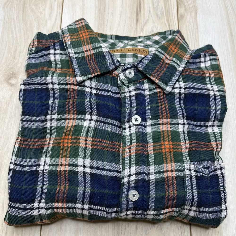 Nifty Genius Plaid Cotton Flannel Button Down Shirt Multicolor Mens Size Large