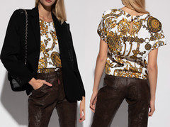 VERSACE JEANS COUTURE PATTERNED Baroque Top Blouse Shirt Tee Iconic New Hot L