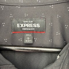 Express Performance Extra Slim Mens Large Black Micro Dot Stretch Dress Shirt L