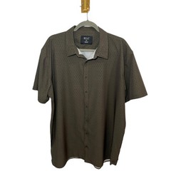 BYLT Minimalist Button Down Shirt Executive Stretch Geometric Olive Green 2XL