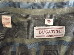 Bugatchi Uomo Shirt 16 Medium Large Gray Blue Black Multi Hong Kong Cotton