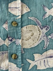 Cooke Street Hawaiian Shirt Mens XL Sea Turtle Ocean Fish Reverse Blue Aloha