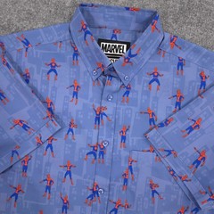RSVLTS x Marvel Spider-Man The Meme Shirt Mens S Blue AOP KUNUFLEX Performance