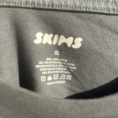 SKIMS T Shirt XL Heavyweight Cotton Mens Relaxed Long Sleeve Lounge Gunmetal New