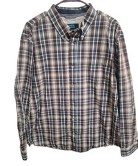 Cody James Core Men’s Large Plaid Button Down Shirt Plum Purple White Blue