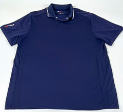 RLX Men’s XL Navy Solid Collared Polo Short Sleeve Button Logo.