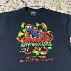 2016 Superman Six Flags Krypton Coaster T Shirt L Fiesta Texas USA DC Comics