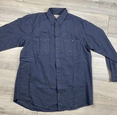 Duluth Trading Co. Men’s L Tall Blue Flannel Long Sleeve Shirt Pockets