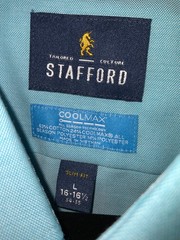 Stafford Coolmax Long Sleeve Mens Shirt L 34-35. 16-16 1/2 Blue
