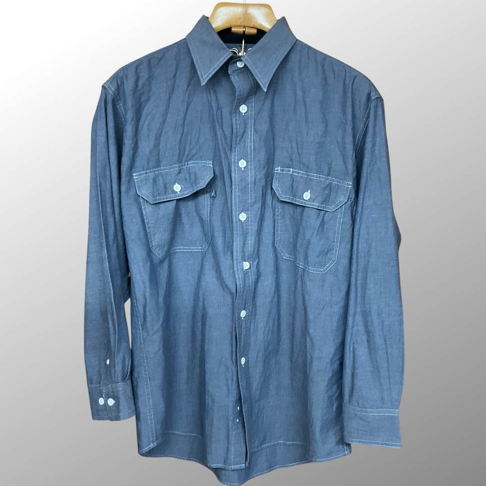Wild Stallion Western Button-Down Shirt Gray Men’s Size L Long Sleeve Pockets