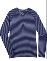 Meriwool Light Base Layer Men’s S Blue “Sea” Stripe 190 Henley Long Sleeve NEW