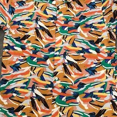 Eleven Paris Paint Splatter Abstract Muticolor Short Sleeve Shirt Camp Collar LG