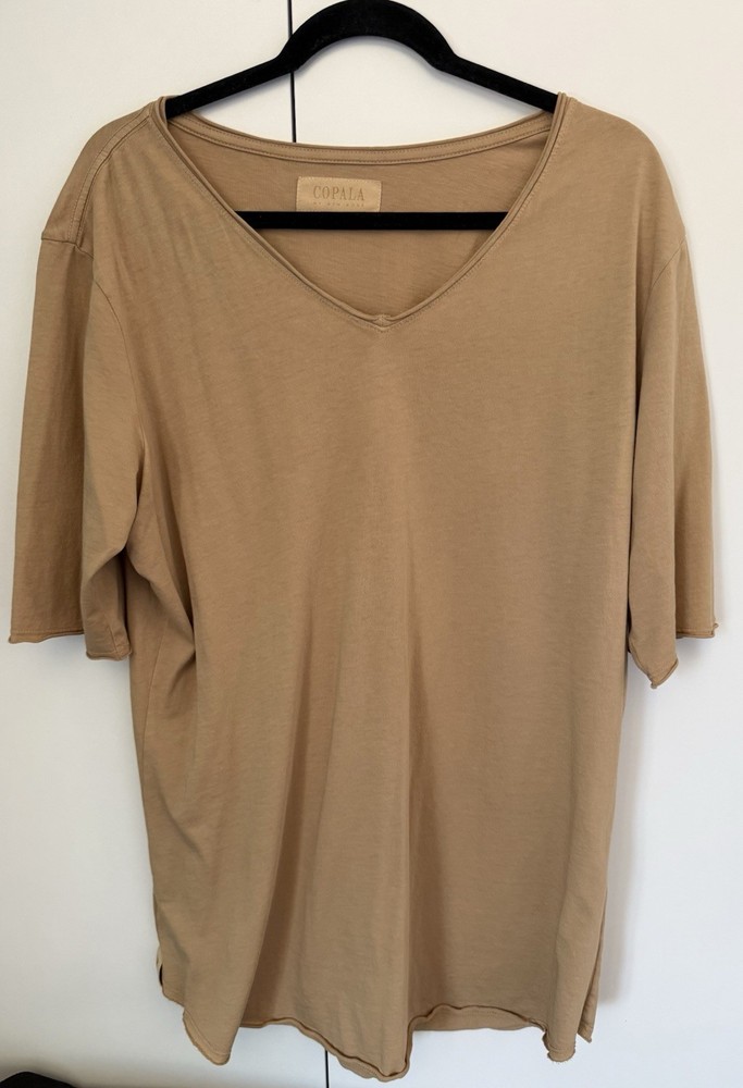 Copala By Ben Rose Tulum Tee Large L Brown V Neck Made In USA