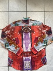 NEW $185 Bugatchi Men XXL Ruby Red Abstract Woven Luxury LS Button Down Shirt