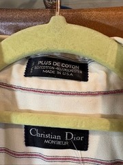 Dior Cream Long-Sleeve Dress Shirt with Purple & Blue Stripes 40” chest box PP