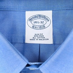Brooks Brothers Blue Dress Shirt 14.5 32 Slim Fit Non Iron Point Collar