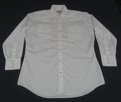 VINTAGE ELY CATTLEMAN PEARL SNAP BUTTON FRONT WHITE MENS 16/33 SHIRT K942