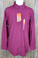 Walls Workers Flex Shirt Button Down Stretch Relaxed Fit Red Navy Mens XL/XXL?