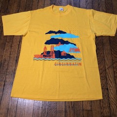 Vintage 80s 90s Cincinnati Destination T-Shirt Size XL Yellow Single Stitch USA