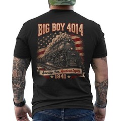 Big Boy 4014 Vintage Steam Locomotive Train Railroad Engine ON BACK T-Shirt
